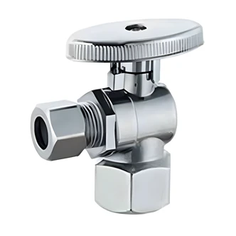 Homewerks Compression Valve, 1/4-Turn Angle Shutoff, 3/8 in FIP x 3/8 in OD x 1/4 in, Chrome Plated, Lead-Free