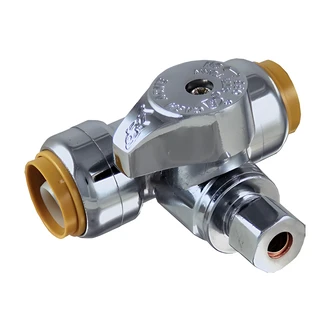 Cash Acme Compression Tee Stop, 1/2 x 1/2 x 3/8 in, SharkBite Compression, Copper, PEX, CPVC, PE-RT Compatible