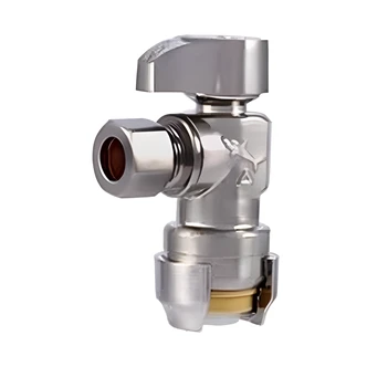 Cash Acme Angle Stop Valve, Brushed Nickel, Quarter-Turn Full-Port, PEX/Copper/CPVC/PE-RT HDPE Compatible