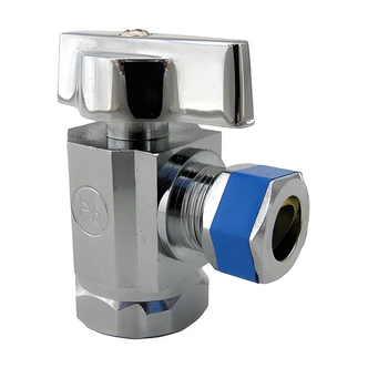 Larsen Supply 1/4 Turn Angle Stop Valve, 1/2 in IP x 3/8 in Compression, Brass, 1 EA