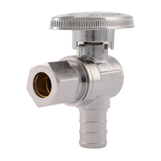 Cash Acme Angle Stop, Chrome, 1/2 PEX x 3/8 Comp, Push Fit Connection