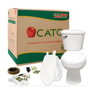 Catalina, Toilet, Cato Pack, Jazmin Series, Round Front, Standard Height, 1.28 gpf, White, Vitreous China, Includes Seat, Wax Ring, Floor Bolts