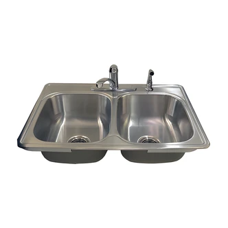 Compass Manufacturing, Sink Kit, Grab-N-Go, 304 Stainless Steel, Faucet, Strainer Baskets, 33.5" W x 22.75" D x 9.75" H