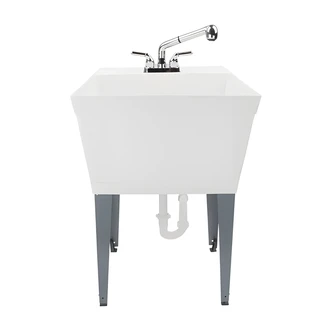 Coda Resources Laundry Tub Kit, Pullout Faucet, Multiple Spray Settings, Metal Legs, Levelers, Heavy Duty, 24 W x 24 D x 16.25 H