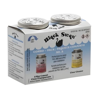 Black Swan PVC Cement And Purple Primer Combo Pack, Low VOC, 1 Pint Ea Each