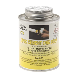 Black Swan CPVC One Step Cement, Yellow, 8 oz, Medium Body, Fast Set, Low VOC, for CPVC Pipe and Fittings