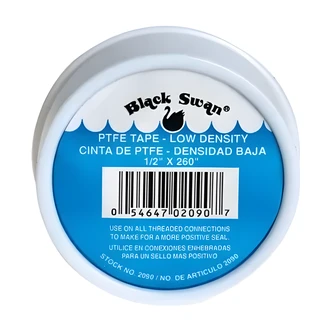Black Swan PTFE Tape, Low Density, White, 1/2 in x 520 ft