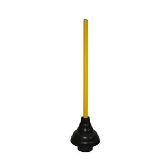 Homewerks Force Cup Plunger, Heavy Duty, Flanged, 6 in Cup, 21 in Wooden Handle, Black/Yellow