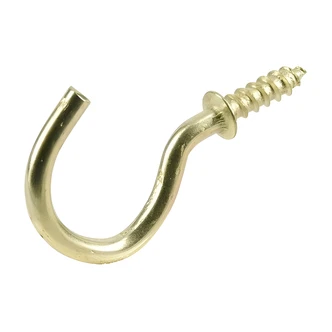 Hillman Cup Hook, Brass, 1-1/2 in, 5/PK