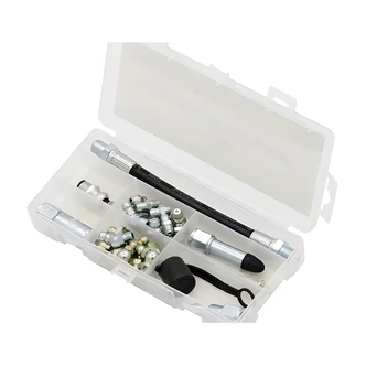 Highline-Warren Grease Gun Accessory Kit, 27-Piece, 6" Whip Hose, Reusable Box, Display Pack