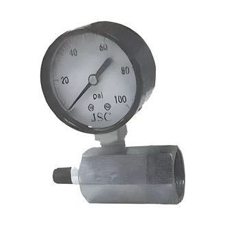 Braxton Harris Gas Test Gauge Assembly, 3/4" MPT, 2" Shatterproof Face, Steel Case, Plated Body, Brass Air Valve