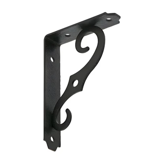 Hillman Ornamental Shelf Bracket, Antique Black, 5" x 3-1/2"