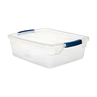 Rubbermaid Cleverstore Storage Tote, Stackable, Clear, 16 Qt, Latching Lid, 19.5 W x 14.5 D x 15 H In