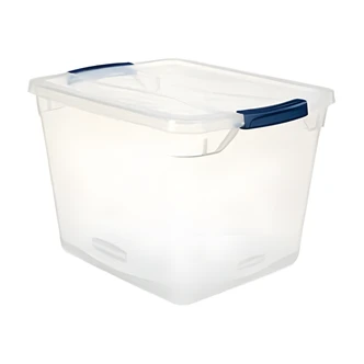 Rubbermaid Storage Tote, Cleverstore, Stackable, Clear, 30 Qt, 19.5 W x 14 D x 20.5 H in