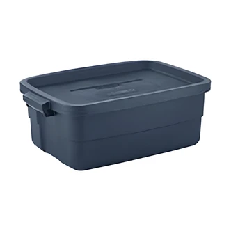 Rubbermaid Roughneck Stackable Storage Tote, 10 gal, Navy, 23 W x 16 D x 29.5 H