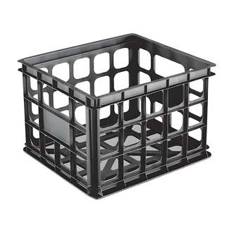 Sterilite Storage Crate, Black, 15 5/8" W x 13 3/4" D x 10 5/8" H, 6/CS