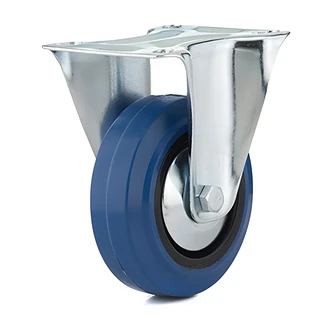 Richelieu America Industrial Elastic Rubber Caster, Swivel, Double-Lock Brake, 4" Blue Non-Marking Tread, 331 lb Capacity