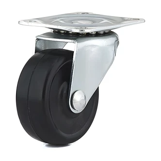 Richelieu America Caster, Industrial Rubber, Black, Swivel/Brake, 1-9/16 in Wheel, 44.1 lb Capacity