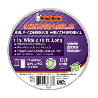 Frost King Reusable Self-Adhesive Weatherseal, White, 1 in x 1/8 in x 10 ft