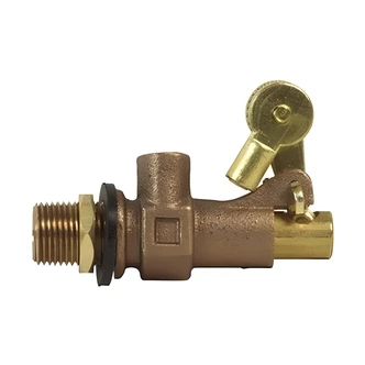 B&K / Mueller Industries Bronze Float Valve, 1/2 in, Male Inlet, Plain Outlet, Replaceable Seals, Locknut, Washer