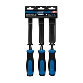 Century Drill & Tool Wood Chisel Set, 3/PC, Comfort Grip Handles, Impact-Resistant Strike Cap, 1/2", 3/4", 1"