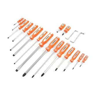 Great Neck 19-Piece Screwdriver Set, Slotted Phillips Offset, Chrome Vanadium, Magnetized Tips, Impact Resistant Handles