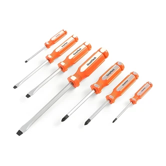 Great Neck 7 Piece Screwdriver Set, Slotted Phillips, Chrome Vanadium Steel, Magnetized Tip, Acetate Handle