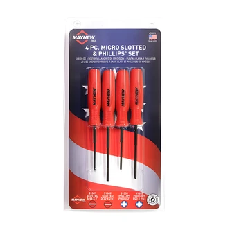 Mayhew Micro Screwdriver Set, 4/PC, Slotted And Phillips, 5/64 in, 3/32 in, P000, P00