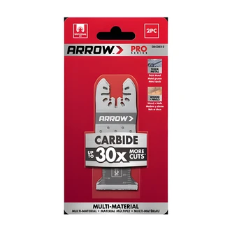 Arrow Carbide Flush-Cut Oscillating Blade, 1-3/8 in, Universal-Fit, Open-Back Connector, 2/PK