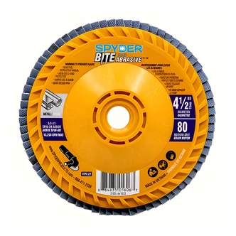 JS Products Flap Disc, Ceramic, 4 1/2 in, 80 Grit, 5/8-11 Arbor, Spin-On