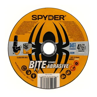 JS Products Cut-Off Wheel, 4 1/2 in, Bonded Ceramic Abrasive, T1 Cut, 5/8 in Arbor, 0.045 in Thick