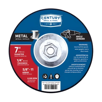 Century Drill & Tool, Grinding Wheel, Type 27, Metal, Aluminum Oxide, Fiberglass Reinforced, 6.25 in x 2.25 in
