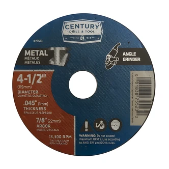 Century Drill & Tool Metal Grinding Wheel, Type 1A, 5.5 in x 5.5 in x 0.045 in, Aluminum Oxide, Double Fiberglass Reinforced