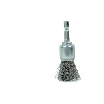 Century Drill & Tool Drill End Brush, 3/4 in, Heat Treated Coarse Crimped Wire, 1/4 in Quick Change Shank
