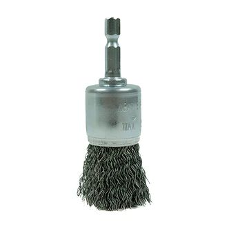 Century Drill & Tool Drill End Wire Brush, 1" Coarse Crimped Wire, 1/4" Quick Change Shank, 6" L