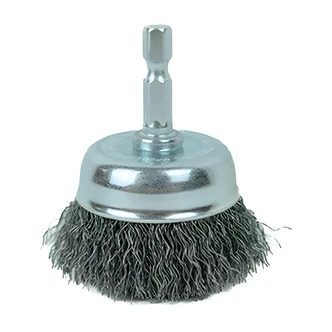 Century Drill & Tool Drill Cup Brush, 1-3/4 in, Heat Treated Steel Wire, 1/4 in Quick Change Shank