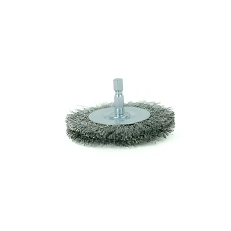 Century Drill & Tool Radial Wire Brush, 3 in, Heat Treated Steel Wire, 1/4 in Quick Change Shank