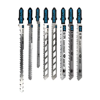 JS Products Jigsaw Blade Set, 8/PK, Double-Sided, Skeleton T-Shank, High-Carbon Steel