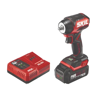 SKIL PWR CORE 20 Cordless Impact Wrench, Brushless, 3/8 in, 20V, 170 ft-lb, 3-Speed, 2.0Ah Battery, Charger