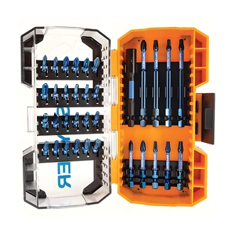 JS Products Mach-Blue, Impact Driver Bit Set, 34-Piece, 1/4 In, Blue