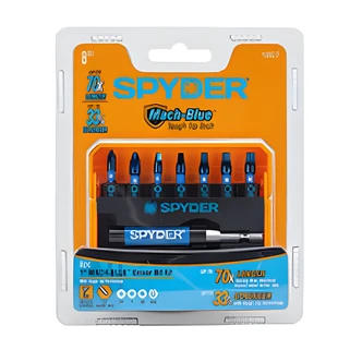JS Products Impact Bit Set, Mach-Blue, 8-Piece, 1/4 in x 1 in, Magnetic Bit Holder