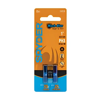 JS Products Mach-Blue Driver Bit, 2-Piece, 1/4 in x 1 in, PH3, Impact Rated, 1/4 Speed Hex