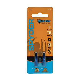 JS Products SPY Driver Bit, 1/4 in x 1 in, T15, 2/PK, Mach-Blue