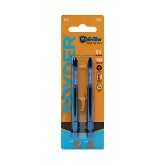 JS Products Driver Bit, PH2, 1/4 In x 3-1/2 In, Mach-Blue, Impact Rated, 2/PK