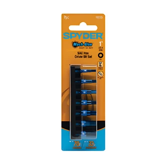 JS Products 7 PC SAE Impact Bit Set, 1/4 in x 1 in, Mach-Blue Tough Tip Technology