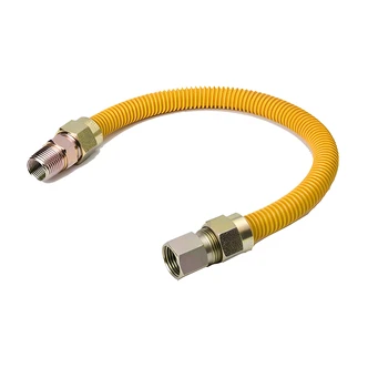 B&K Gas Connector, Yellow Coated CSST, 1/2 in ID, 24 in, 1/2 in MIP x 1/2 in FIP