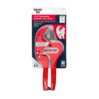 Superior Tool Ratcheting PVC Cutter, PipeLOK, 1-1/4 in, One-Hand, Tool-Free Blade Change