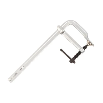 JPW Industries F-Clamp, Light Duty, 12 in, Steel Bar, Quick-Adjust Sliding Arm, Ergonomic Handle, Protective Pads
