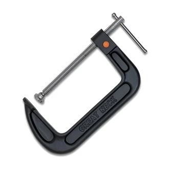 GreatNeck C-Clamp, Heavy Duty, 8 in, Cast Iron, Nickel Plated Threads, Steel Swivel Screw