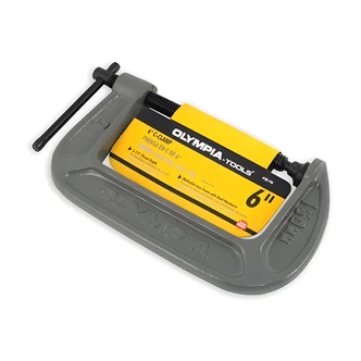 Olympia Group C-Clamp, 1" x 1", Malleable Cast Frame, Black Oxide Spindle, Heavy Duty Swivel Saddle